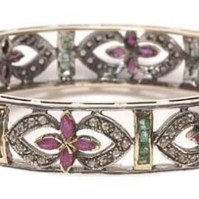 vintage bracelets 4.8 Tcw Ruby/emerald Rose Cut Diamond 925 Sterling Silver vintage diamond jewelry