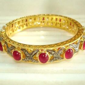victorian bracelet 9.84 Tcw Ruby Rose Cut Diamond 925 Sterling Silver fine antique jewelry
