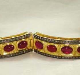 antique bracelets 10 Tcw Ruby Rose Cut Diamond 925 Sterling Silver art deco jewelry