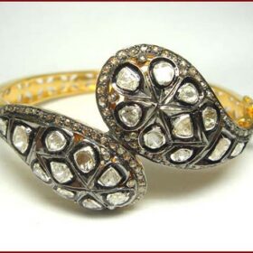 polki bracelet 3 Tcw  Rose Cut Diamond 925 Sterling Silver vintage jewelry
