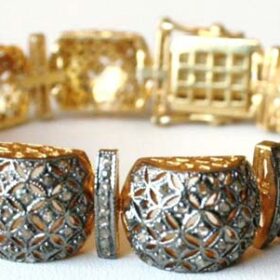 polki bracelet 4.4 Tcw  Rose Cut Diamond 925 Sterling Silver vintage diamond jewelry