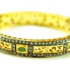 vintage bracelets 6.25 Tcw Emerald Rose Cut Diamond 925 Sterling Silver vintage style jewelry