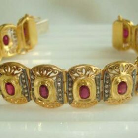 victorian bracelet 7.6 Tcw Ruby Rose Cut Diamond 925 Sterling Silver art deco jewelry