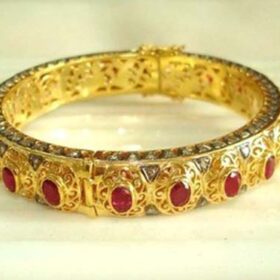 polki bracelet 4.35 Tcw Ruby Rose Cut Diamond 925 Sterling Silver antique vintage jewelry