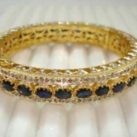 vintage bracelets 10.8 Tcw blue sapphire Rose Cut Diamond 925 Sterling Silver vintage diamond jewelry