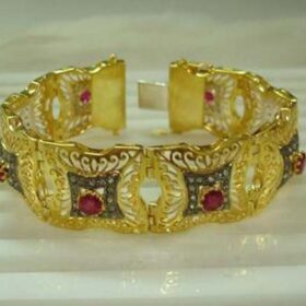 victorian bracelet 4.11 Tcw Ruby Rose Cut Diamond 925 Sterling Silver fine antique jewelry