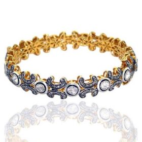 polki bracelet 4.8 Tcw  Rose Cut Diamond 925 Sterling Silver victorian jewelry