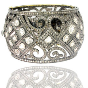 antique bracelets 17.6 Tcw  Rose Cut Diamond 925 Sterling Silver antique jewelry
