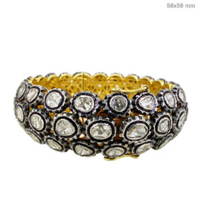 polki bracelet 8 Tcw  Rose Cut Diamond 925 Sterling Silver antique jewelry