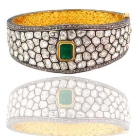 victorian bracelet 9 Tcw Emerald Rose Cut Diamond 925 Sterling Silver vintage style jewelry