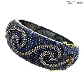 victorian bracelet 21 Tcw Sapphire Rose Cut Diamond 925 Sterling Silver vintage jewelry