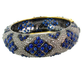 vintage bracelets 28 Tcw blue sapphire Rose Cut Diamond 925 Sterling Silver vintage art deco jewelry