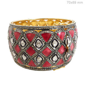 antique bracelets 49.8 Tcw Ruby Rose Cut Diamond 925 Sterling Silver vintage diamond jewelry