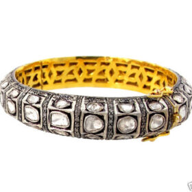 silver bangles 7 Tcw  Rose Cut Diamond 925 Sterling Silver vintage art deco jewelry