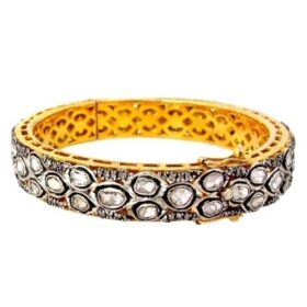 polki bracelet 4.25 Tcw  Rose Cut Diamond 925 Sterling Silver antique vintage jewelry