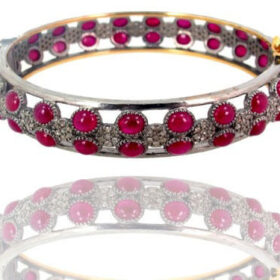 victorian bracelet 28 Tcw Ruby Rose Cut Diamond 925 Sterling Silver vintage style jewelry