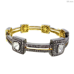 polki bracelet 4.5 Tcw  Rose Cut Diamond 925 Sterling Silver fine antique jewelry