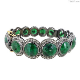 vintage bracelets 44 Tcw Emerald Rose Cut Diamond 925 Sterling Silver vintage art deco jewelry