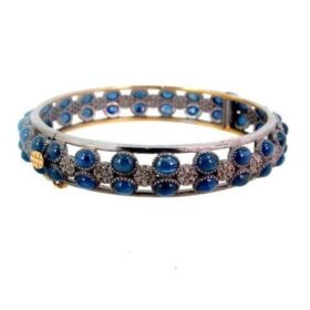 antique bracelets 30 Tcw blue sapphire Rose Cut Diamond 925 Sterling Silver vintage jewelry