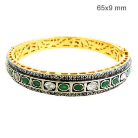 antique bracelets 7.9 Tcw Emerlad Rose Cut Diamond 925 Sterling Silver vintage diamond jewelry
