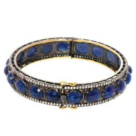 antique bracelets 39 Tcw blue sapphire Rose Cut Diamond 925 Sterling Silver antique vintage jewelry