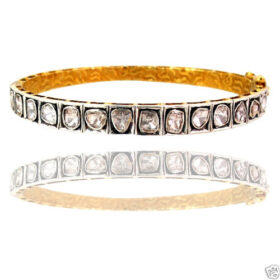 polki bracelet 2.65 Tcw  Rose Cut Diamond 925 Sterling Silver vintage jewelry