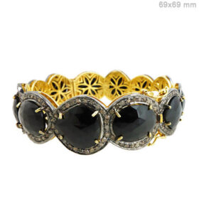 vintage bracelets 65 Tcw Onyx Rose Cut Diamond 925 Sterling Silver vintage jewelry