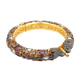 polki bracelet 10.35 Tcw Ruby Rose Cut Diamond 925 Sterling Silver vintage diamond jewelry