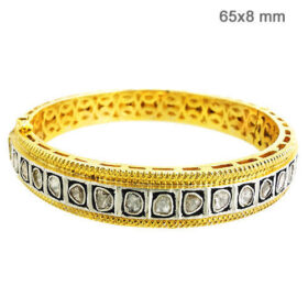 polki bracelet 2.25 Tcw  Rose Cut Diamond 925 Sterling Silver vintage jewelry