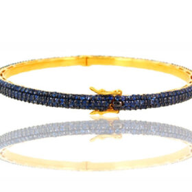 antique bracelets 6 Tcw blue sapphire Rose Cut Diamond 925 Sterling Silver vintage diamond jewelry