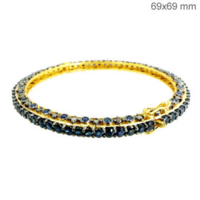polki bracelet 14 Tcw Sapphire Rose Cut Diamond 925 Sterling Silver vintage style jewelry