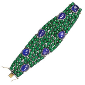 vintage bracelets 171.67 Tcw Emerald/tanzanite Rose Cut Diamond 925 Sterling Silver vintage style jewelry