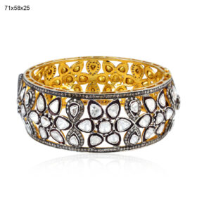 polki bracelet 21.77 Tcw  Rose Cut Diamond 925 Sterling Silver art deco jewelry