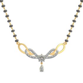 Casual mangalsutra designs latest 0.243 Ct Diamond Solid 14K Yellow Gold