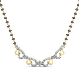 Contemporary gold mangalsutra 0.494 Ct Diamond Solid 14K Yellow Gold