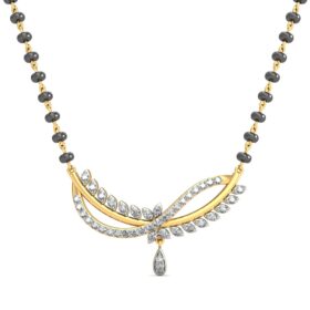 Floral gold mangalsutra 0.246 Ct Diamond Solid 14K Yellow Gold