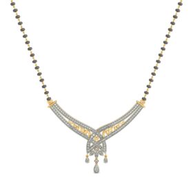 Shimmering mangalsutra designs 0.874 Ct Diamond Solid 14K Yellow Gold