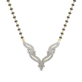 Contemporary gold mangalsutra 0.672 Ct Diamond Solid 14K Yellow Gold