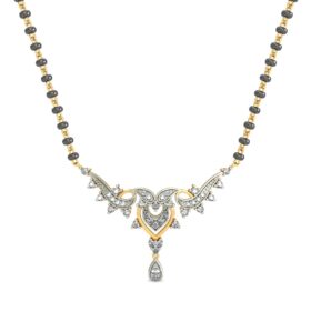 Floral gold mangalsutra 0.427 Ct Diamond Solid 14K Yellow Gold