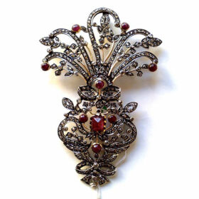 antique brooches 3.5 Tcw Ruby Rose Cut Diamond 925 Sterling Silver victorian jewelry