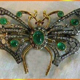 vintage brooches 2.05 Tcw Emerald Rose Cut Diamond 925 Sterling Silver antique jewelry