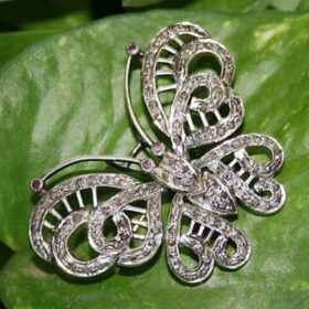 antique brooches 2.2 Tcw Ruby Rose Cut Diamond 925 Sterling Silver vintage style jewelry