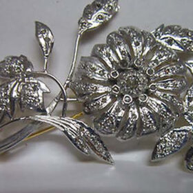 victorian brooch 2.3 Tcw  Rose Cut Diamond 925 Sterling Silver antique jewelry