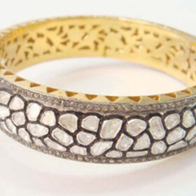 vintage bangles 9.75 Tcw  Rose Cut Diamond 925 Sterling Silver fine antique jewelry