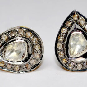 art deco cufflinks 0.65 Tcw  Rose Cut Diamond 925 Sterling Silver victorian jewelry