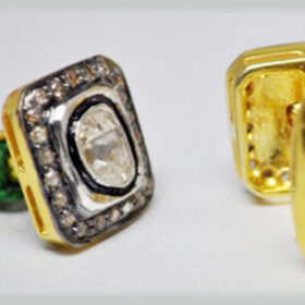 antique cufflinks 0.7 Tcw  Rose Cut Diamond 925 Sterling Silver art deco jewelry