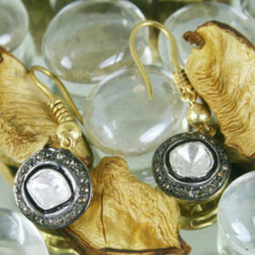 uncut earrings 0.7 Tcw  Rose Cut Diamond 925 Sterling Silver vintage style jewelry
