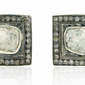 antique earrings 1.35 Tcw  Rose Cut Diamond 925 Sterling Silver victorian jewelry