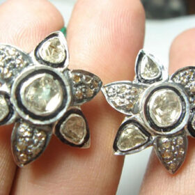 vintage earrings 1.9 Tcw  Rose Cut Diamond 925 Sterling Silver vintage diamond jewelry