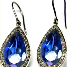 polki earrings 11.95 Tcw Sapphire Rose Cut Diamond 925 Sterling Silver fine antique jewelry